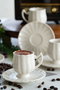 Hermia Lale 12 Juego de tazas de café de 12 piezas en porcelana blanca